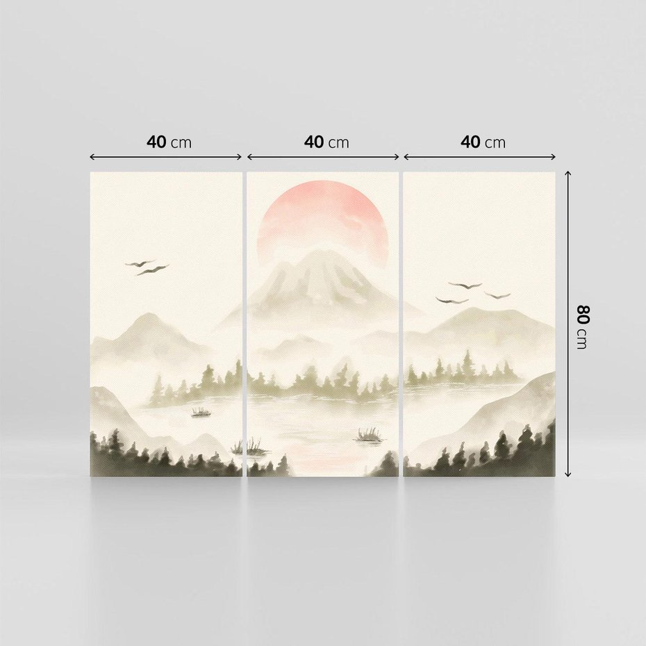 Obraz na płótnie 120x80 - Przyroda Japonii - japońska akwarela, góry