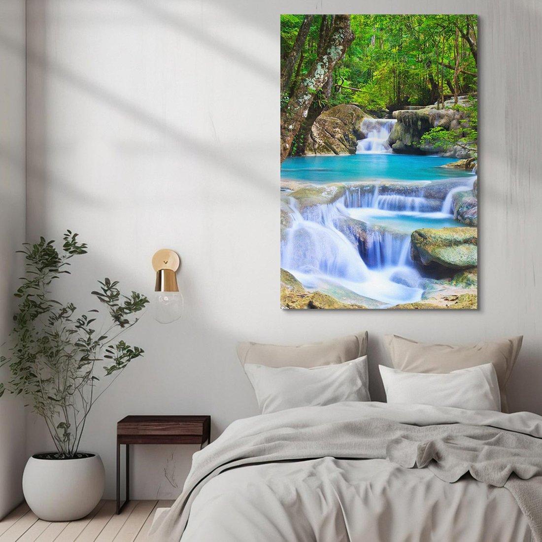 Obraz na płótnie 70x100 - Siła Rzeki i Urok Wodospadu - rzeka, wodospad