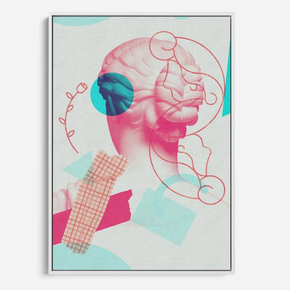 Obraz w ramie 80x120 - Sztuka w Różach - nowoczesna sztuka, kolaż ze zdjęć - rama biała