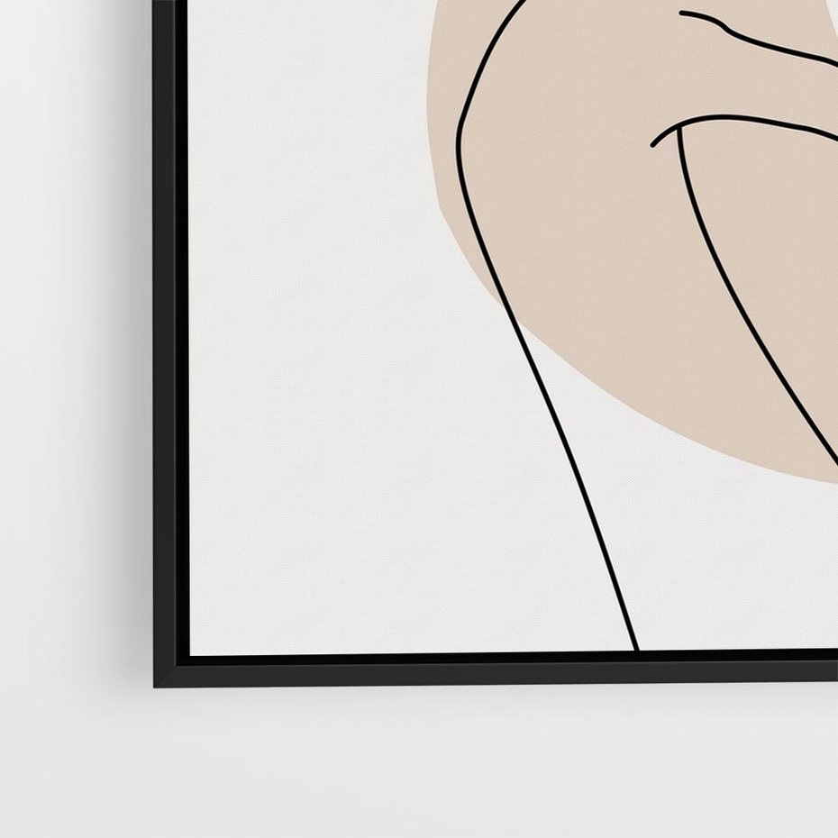 Obraz w ramie 50x50 - Przenikające Kształty - szkic jedną linią, one line - rama czarna