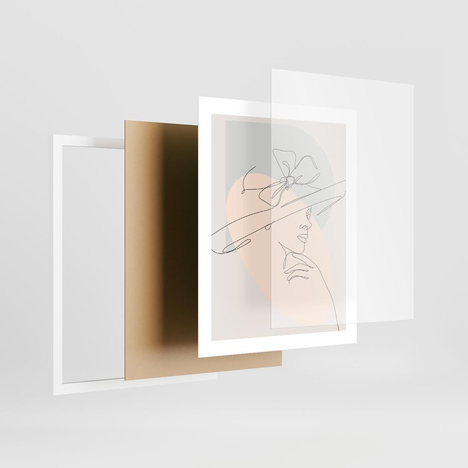 Plakat w ramie 40x50 - Twarz Kobiety w Pastelach - minimalistyczna grafika, pastelowe tłó - rama biała