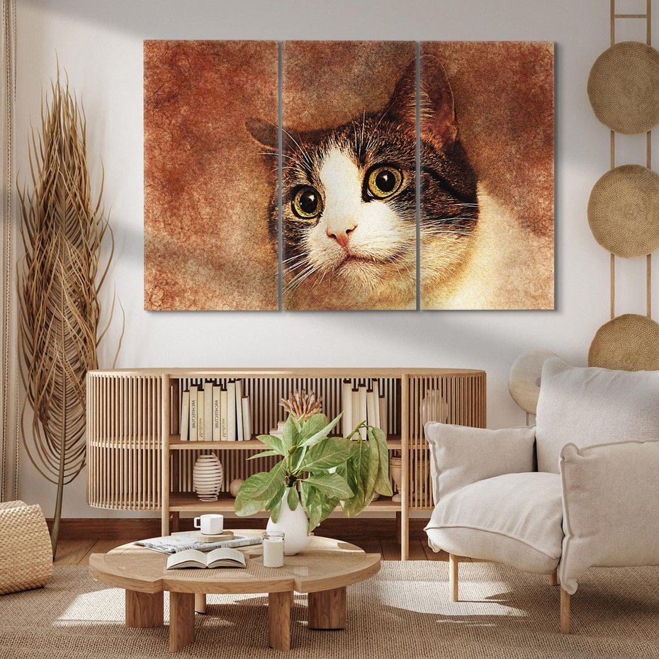 Obraz na płótnie 120x80 - Kot w abstrakcyjnej formie - kot, sztuka