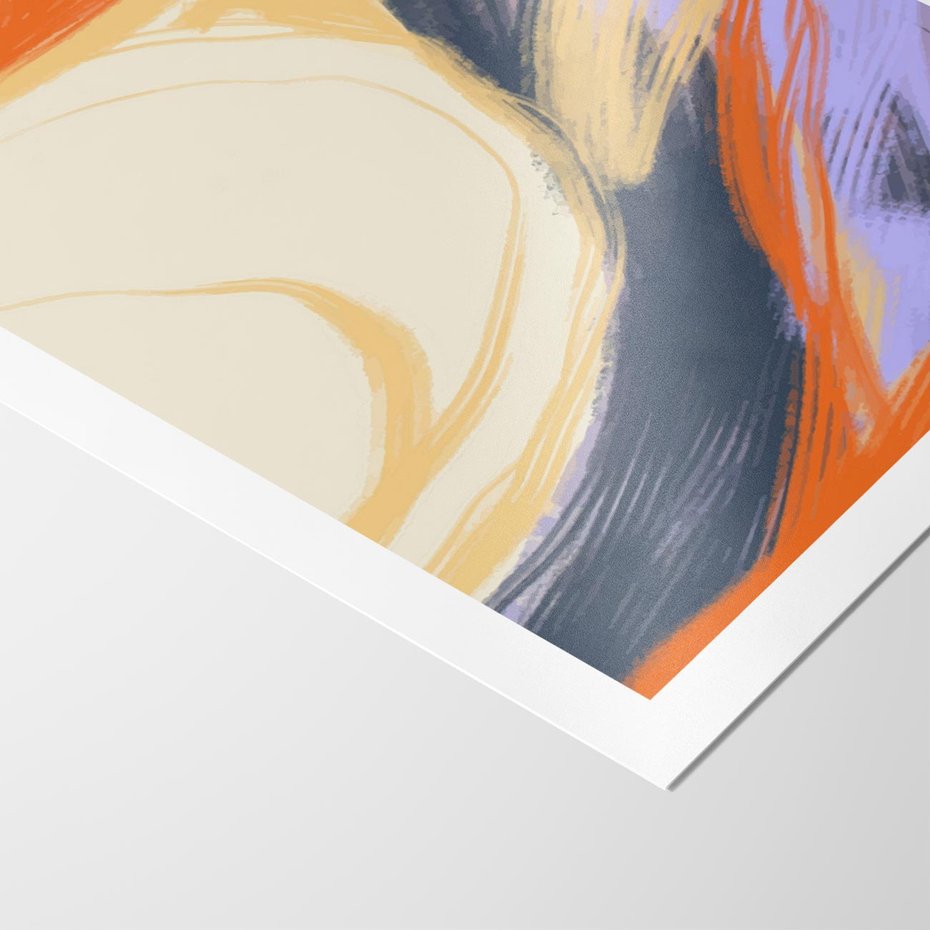 Plakat bez ramy 50x70 - Pomarańczowy Horyzont - pastelowy krajobraz, nowoczesny plakat