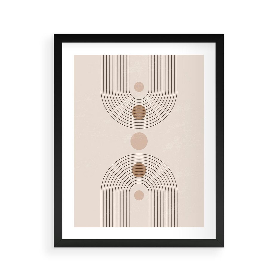 Plakat w ramie 40x50 - Zgeometryzowane Wizje - boho plakat, minimalizm - rama czarna