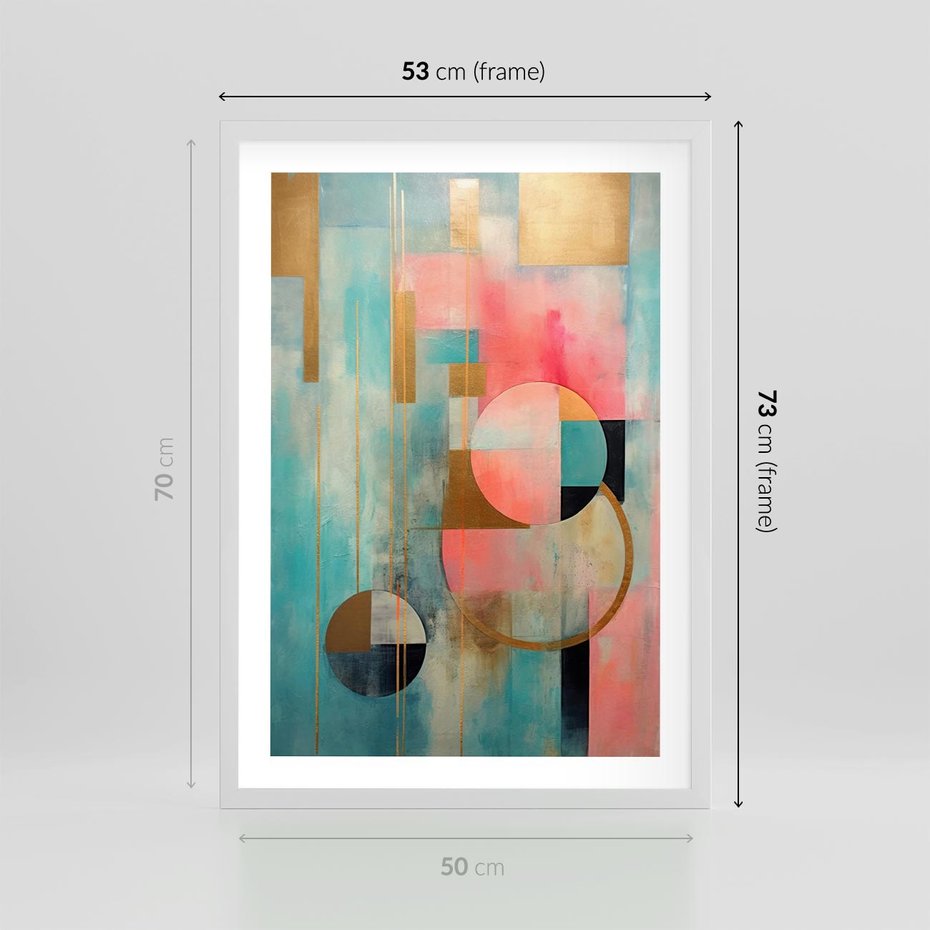 Plakat w ramie 50x70 - Abstrakcyjny Bałagan - abstrakcja, obraz olejny - rama biała