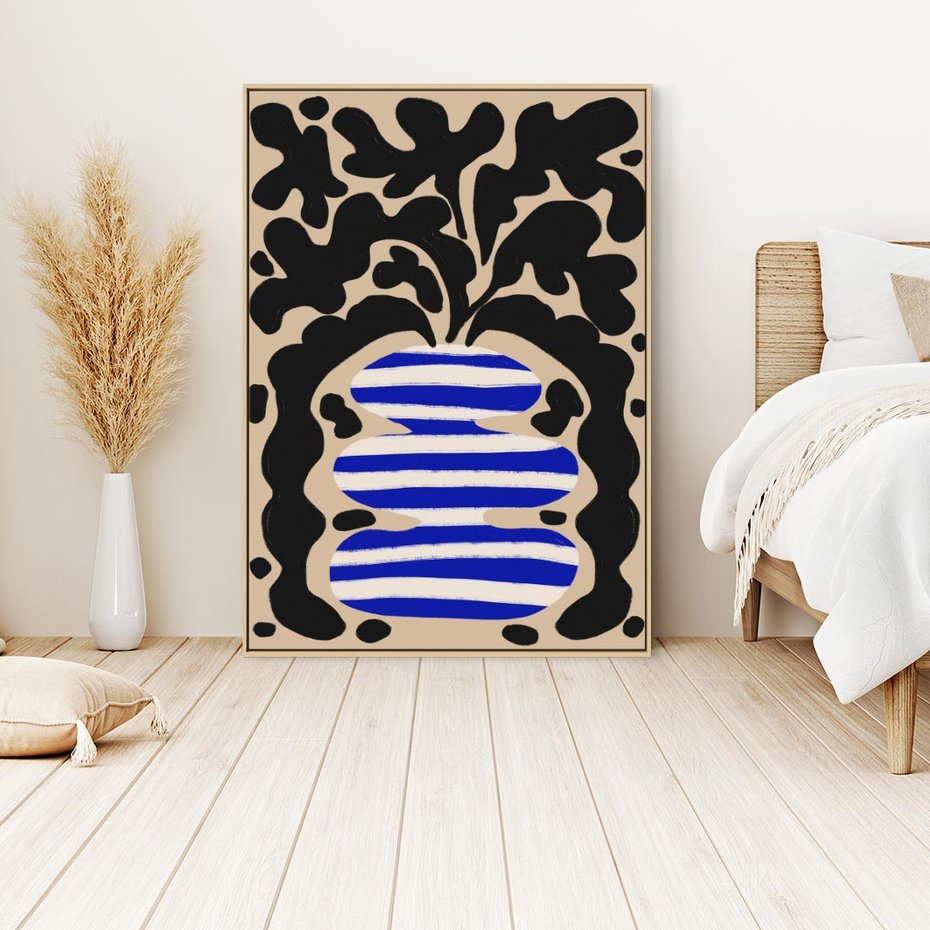 Obraz w ramie 80x120 - Boho Wizje - abstrakcyjny plakat, ciekawe formy - rama drewno