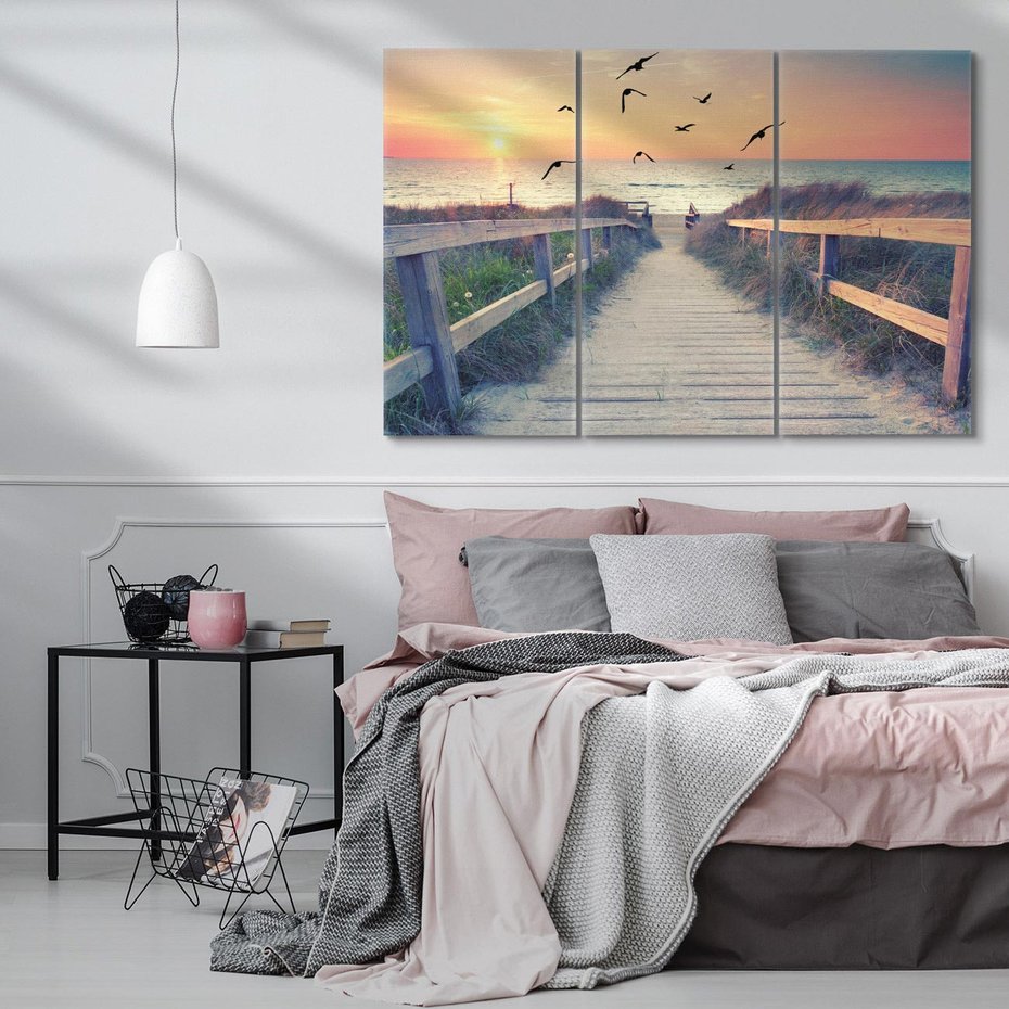 Obraz na płótnie 120x80 - Sielanka nad brzegiem - plaża, pomost