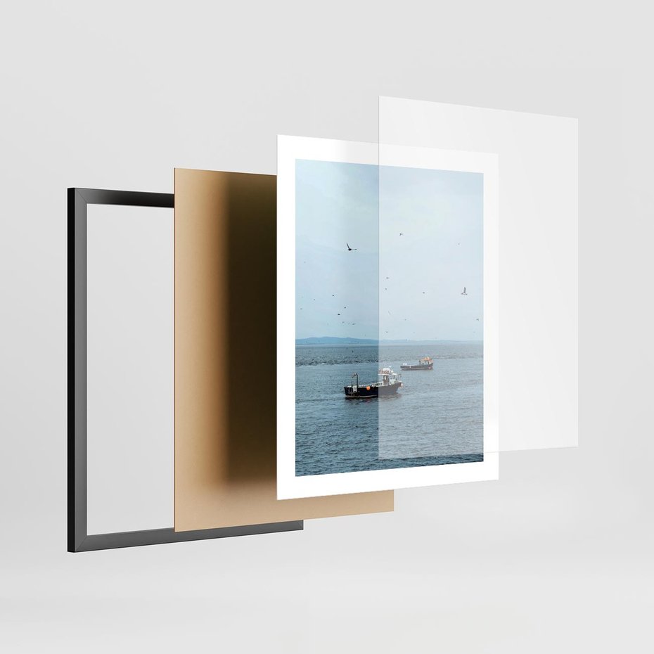 Plakat w ramie 40x50 - Rybacki Urok - morze, kutry rybackie - rama czarna