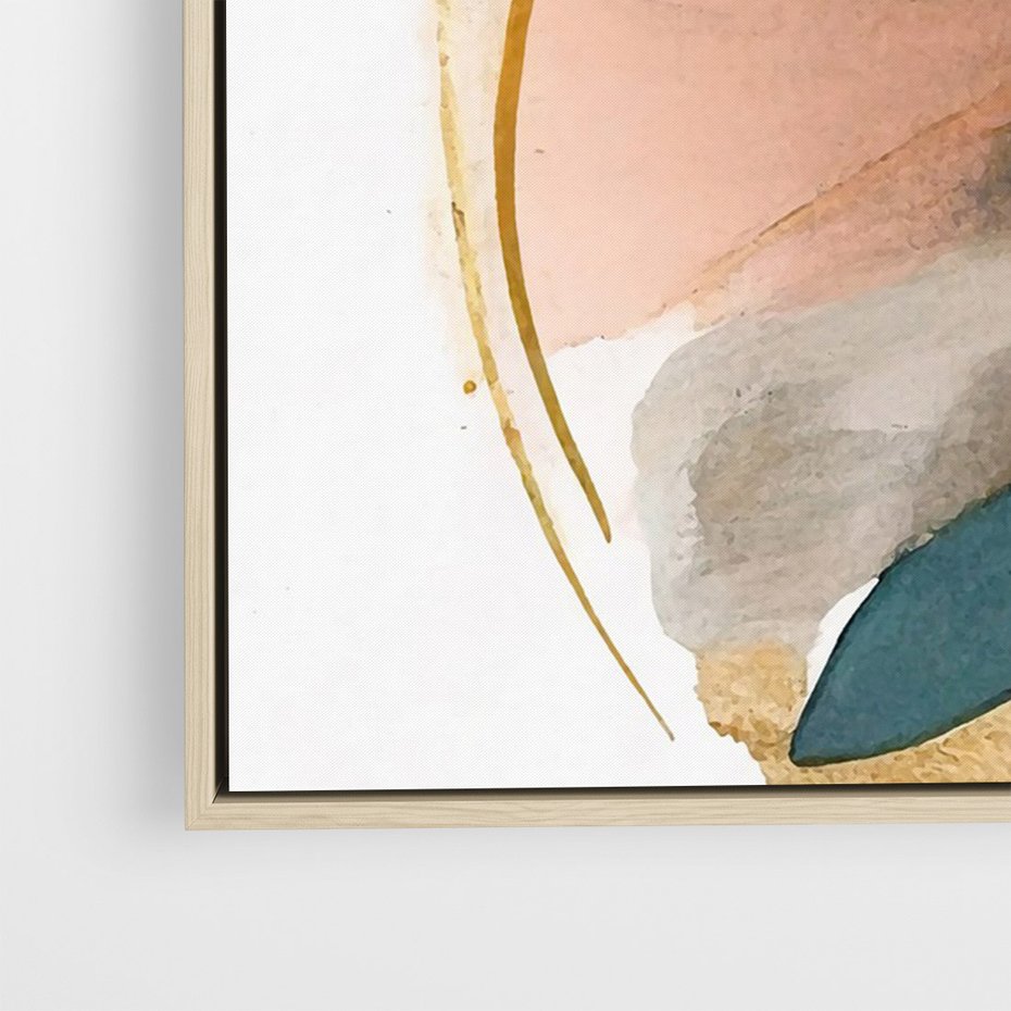 Obraz w ramie 50x70 - Migocące Impresje Przestrzeni - abstrakcyjny obraz, kolory ciepłe - rama drewno