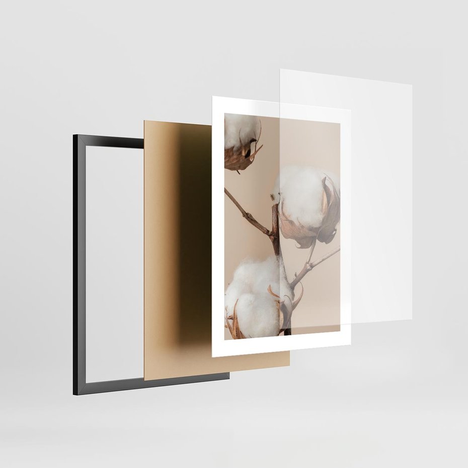 Plakat w ramie 30x40 - Bawełniana melancholia - bawełna, suche - rama czarna