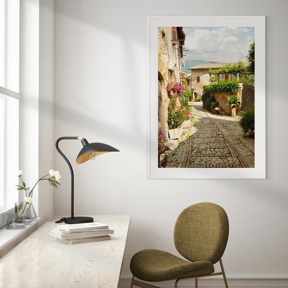 Plakat w ramie 30x40 - Włoskie Uliczki - włoska, uliczka - rama biała