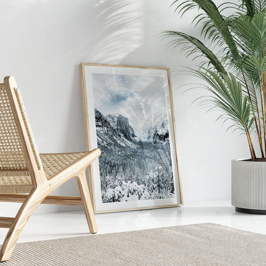 Plakat w ramie 40x50 - Góry Śnieżnej Krainy - góry, szczyty - rama drewno