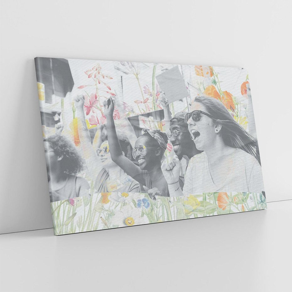 Obraz na płótnie 70x50 - Księga zaklętych marzeń - kolaż, czarnobiałe zdjęcie wesołych młodych ludzi