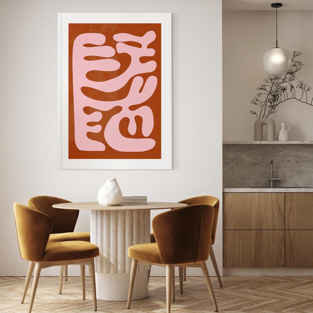 Plakat w ramie 30x40 - Migotliwe Boho Marzenia - abstrakcyjny obraz, plakat - rama biała