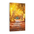 Obraz na płótnie 80x120 - Jesienna Droga: Przechadzka wśród Drzew - jesień, droga