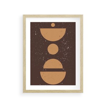 Plakat w ramie 50x70 - Impulsy Przestrzeni - mid century styl, nowoczesna grafika - rama drewno
