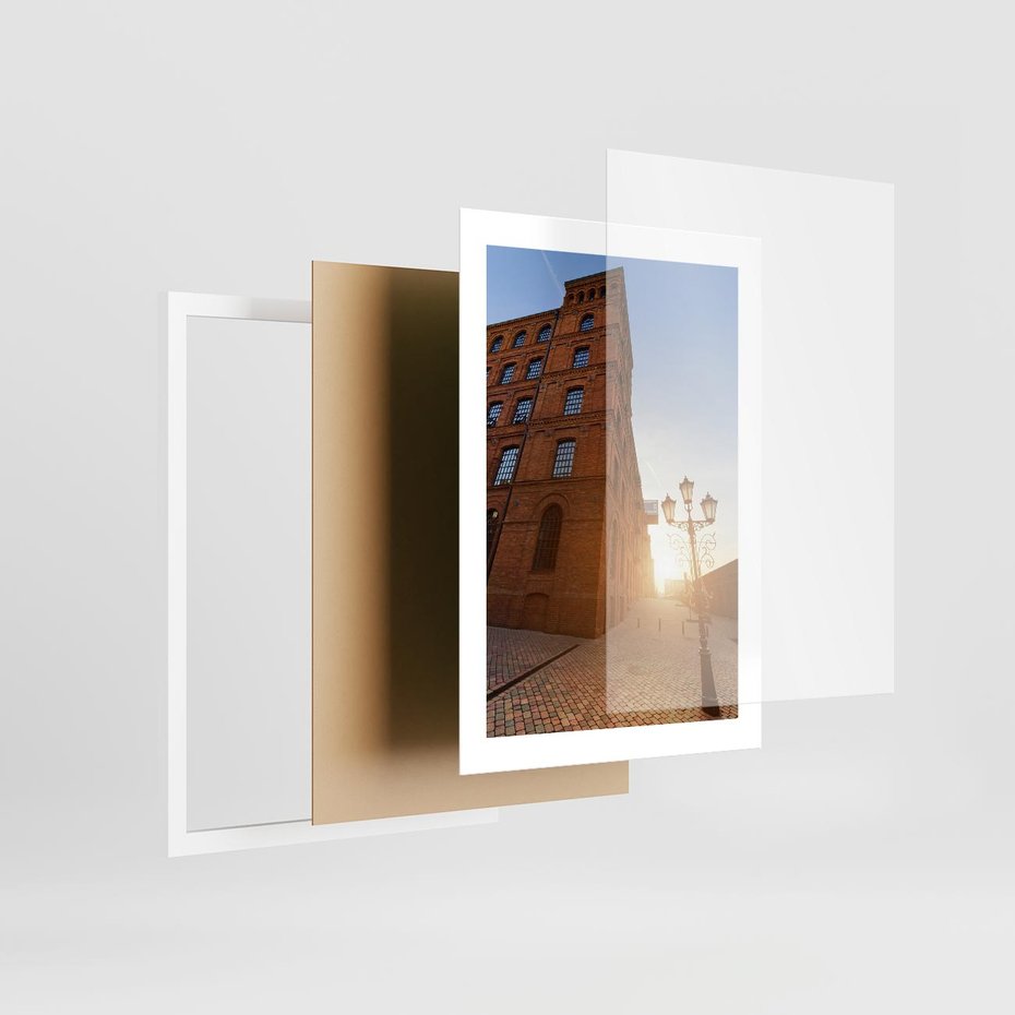 Plakat w ramie 30x40 - Perspektywa uliczki - uliczka, perspektywa - rama biała