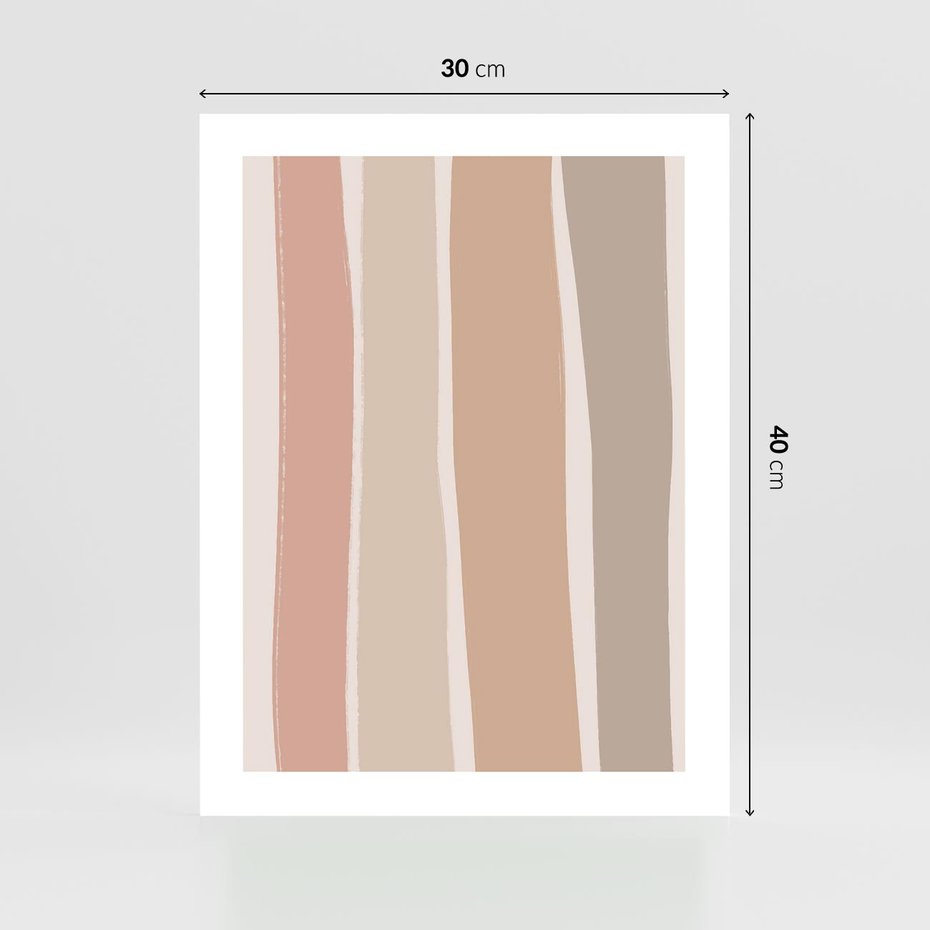 Plakat bez ramy 30x40 - Tęczowa Zgaszona Aura - abstakcyjne tęczowe pasy, delikatne odcienie beżu