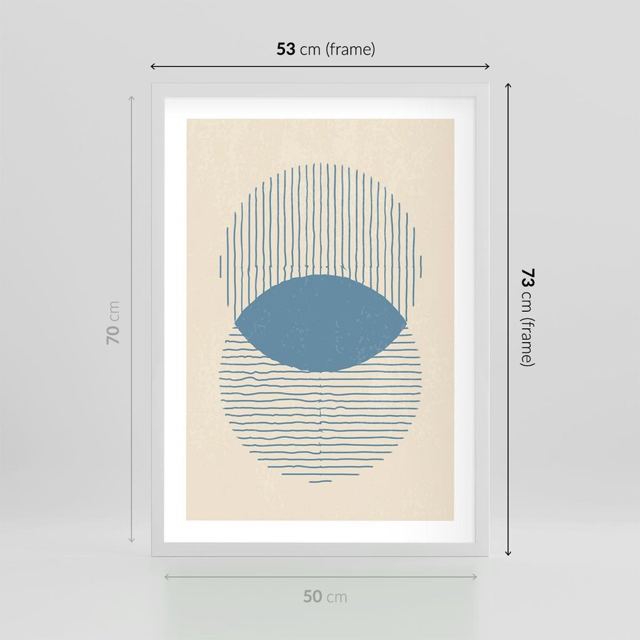 Plakat w ramie 50x70 - Wnętrza Refleksji - geometryczne kształty, koła - rama biała