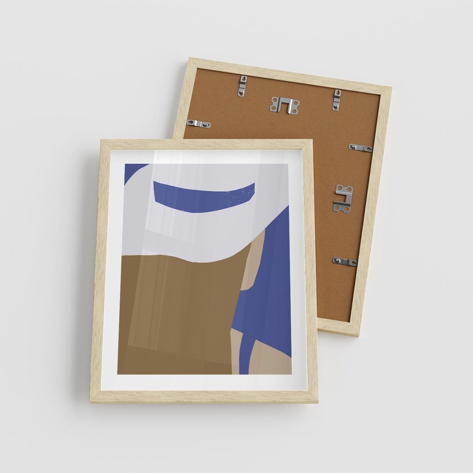 Plakat w ramie 40x50 - Kobiecy Wiatr - plakat retro, kobieta w kapeluszu - rama drewno