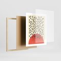 Plakat w ramie 40x50 - Czerwona Abstrakcja: Grafika z Wyrazistym Kołem - abstrakcja grafika, czerwone koło - rama drewno