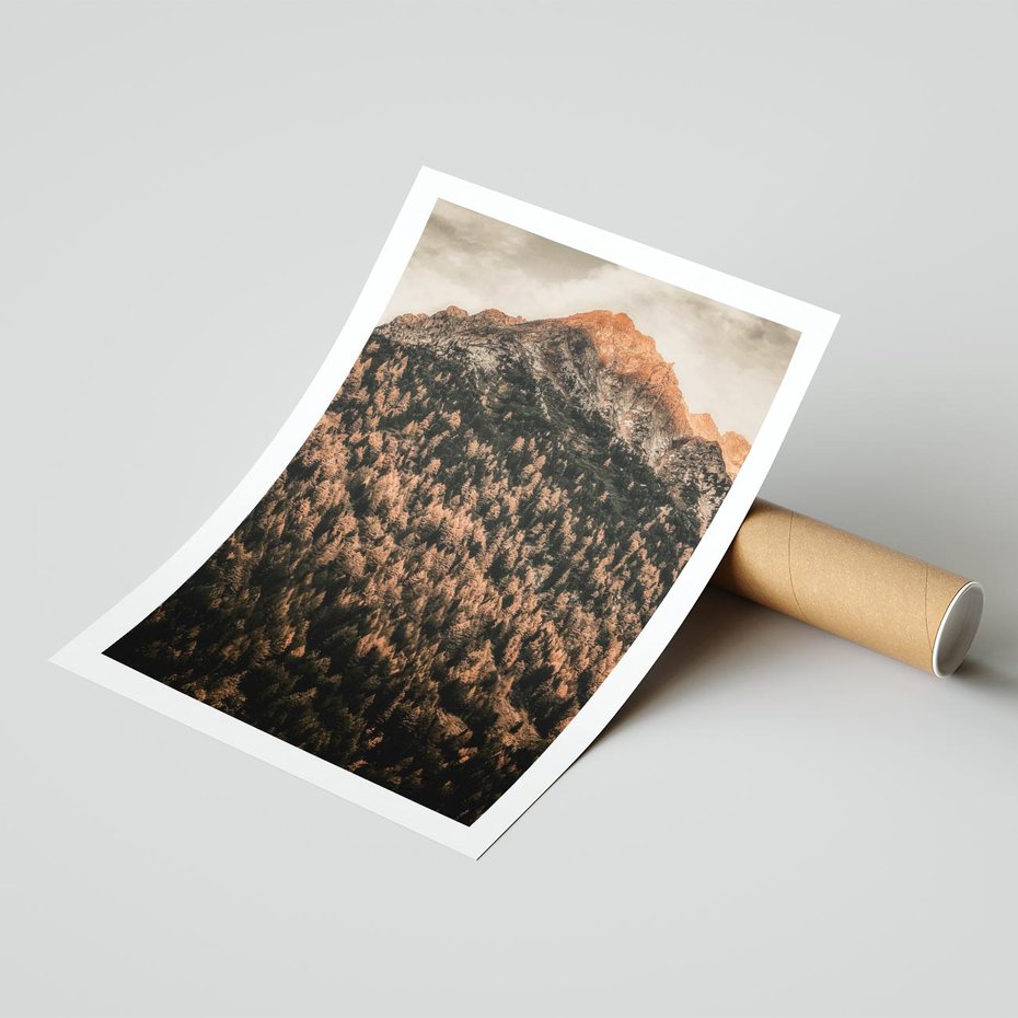 Plakat bez ramy 21x30 - Jesienna Godzina w Górach - góry, las w górach