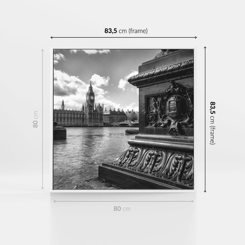 Obraz w ramie 80x80 - Pejzaż kruchości i siły - Londyn, Tamiza - rama biała