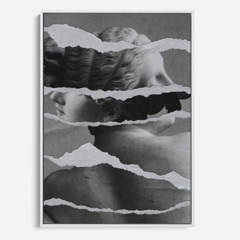 Obraz w ramie 50x70 - Kolaż z Antyczną Rzeźbą - antyczna rzeźba, kolaż ze zdjęć - rama biała