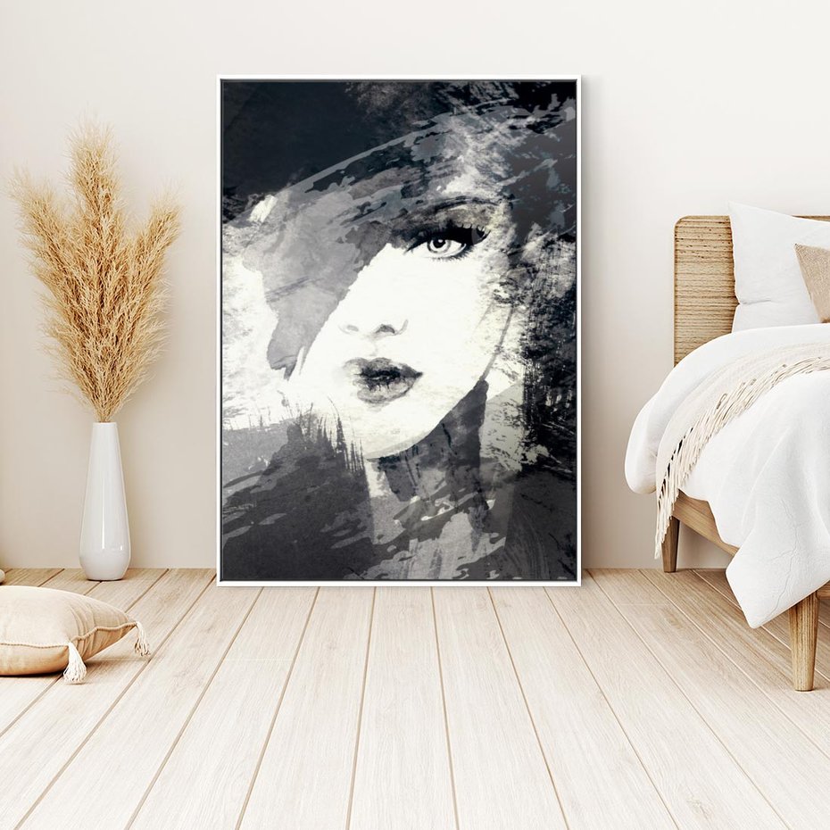 Obraz w ramie 80x120 - Abstrakcyjna wizja kobiety - abstrakcja, kobieta - rama biała