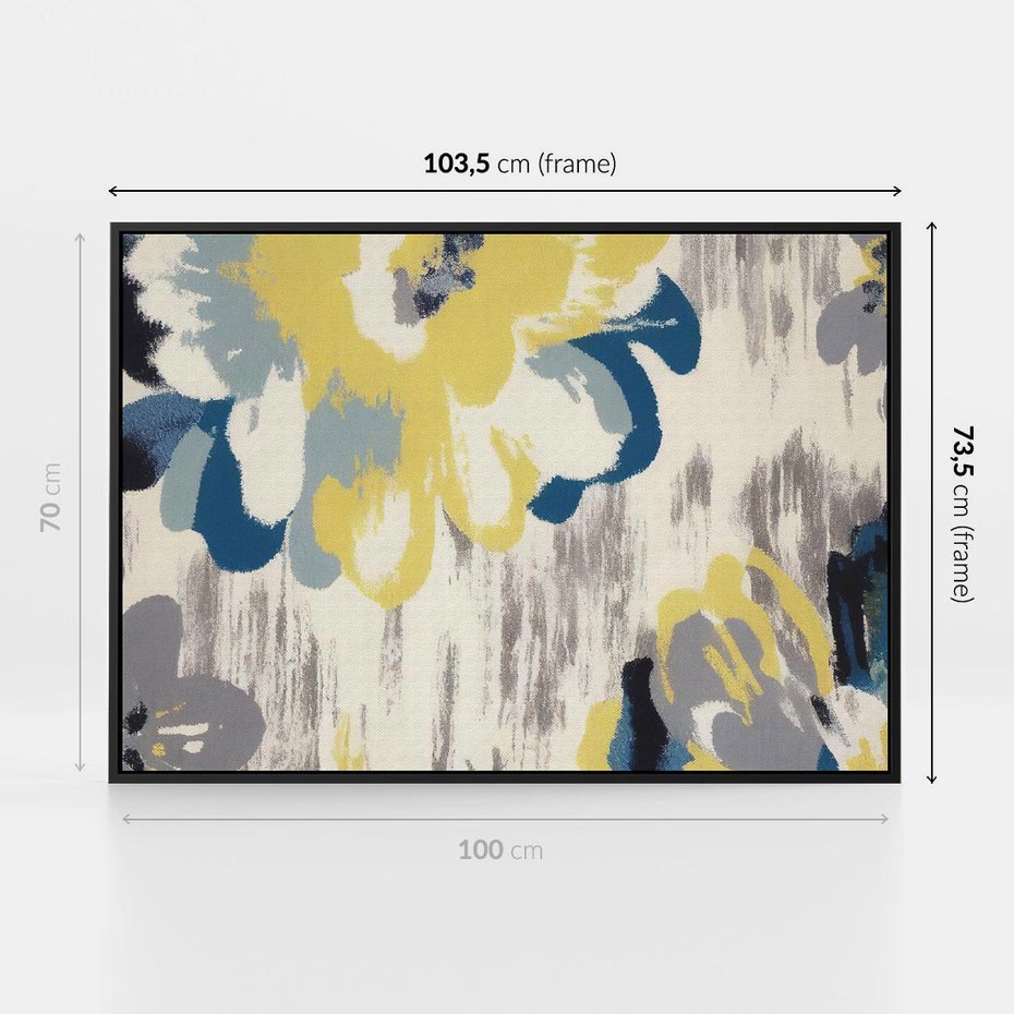 Obraz w ramie 100x70 - Kwiatowe Impresje - malowane duże kwiaty, kolory żółty - rama czarna