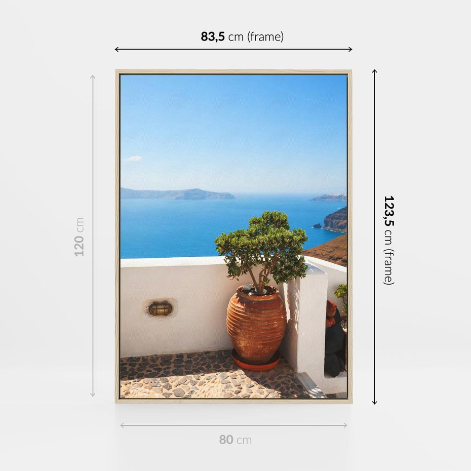 Obraz w ramie 80x120 - Santorini - oaza greckiej wyspy - Santorini, grecka - rama drewno