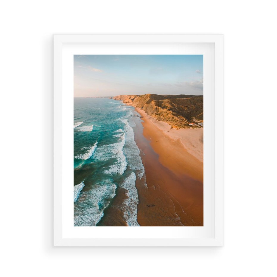 Plakat w ramie 40x50 - Z Lotu Ptaka - fotografia, plaża - rama biała