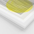 Plakat w ramie 50x70 - Ciepłe Przenikanie - geometria, żółte koło - rama biała