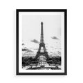 Plakat w ramie 50x70 - Wieża Eiffla - czarno białe zdjecie, wieża eiffla - rama czarna