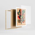 Plakat w ramie 50x70 - Harmonia Rozplątanych Form - abstrakcyjny kolorowy tęczowy obraz, inspiracje roślinne - rama drewno