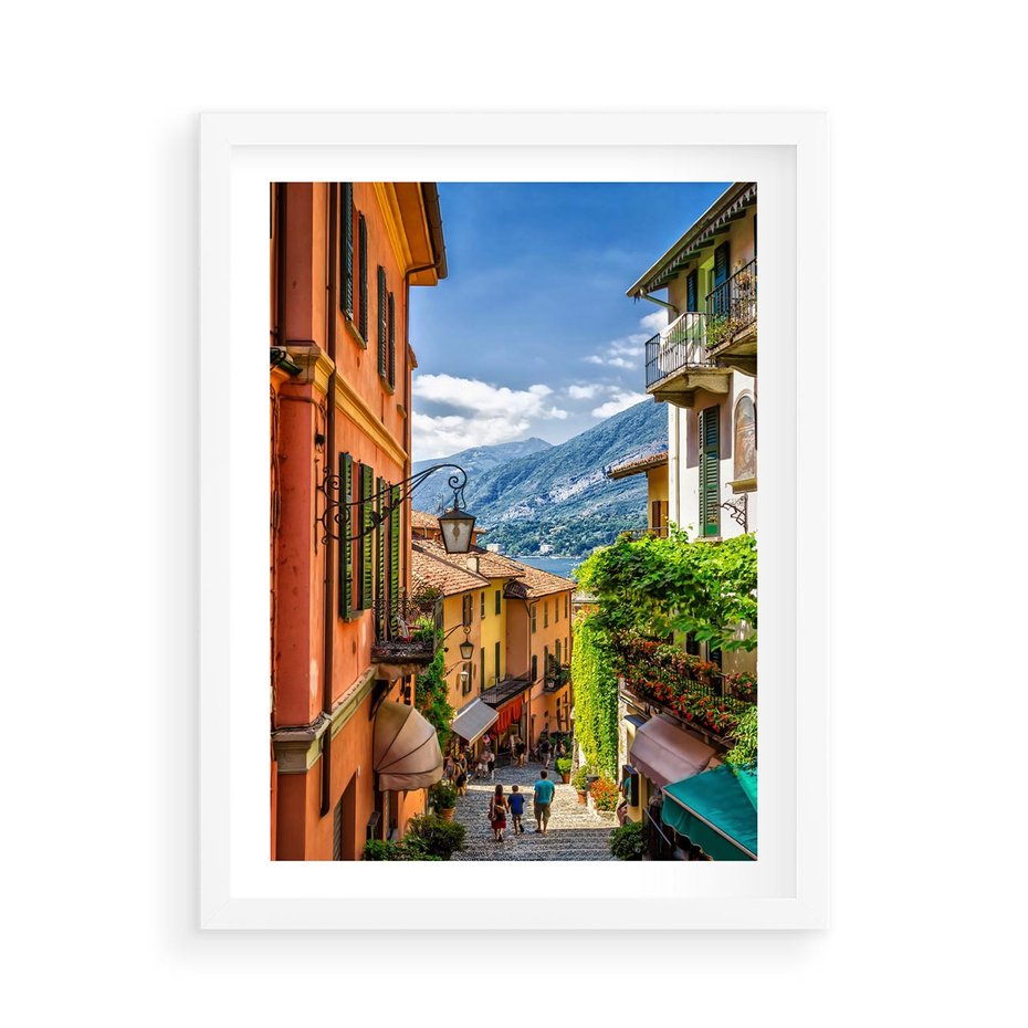 Plakat w ramie 50x70 - Tropienie Nieskończoności - uliczka, perspektywa - rama biała