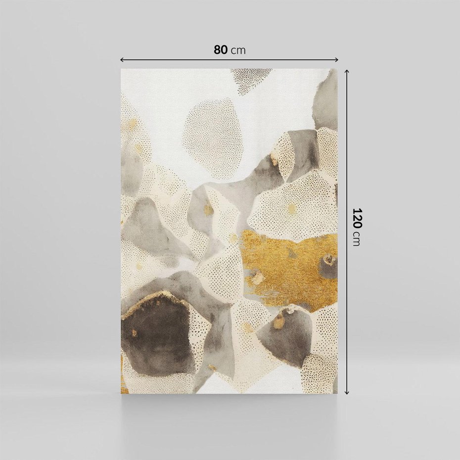 Obraz na płótnie 80x120 - Nowoczesne Złoto i Szarość - plamy, złoto