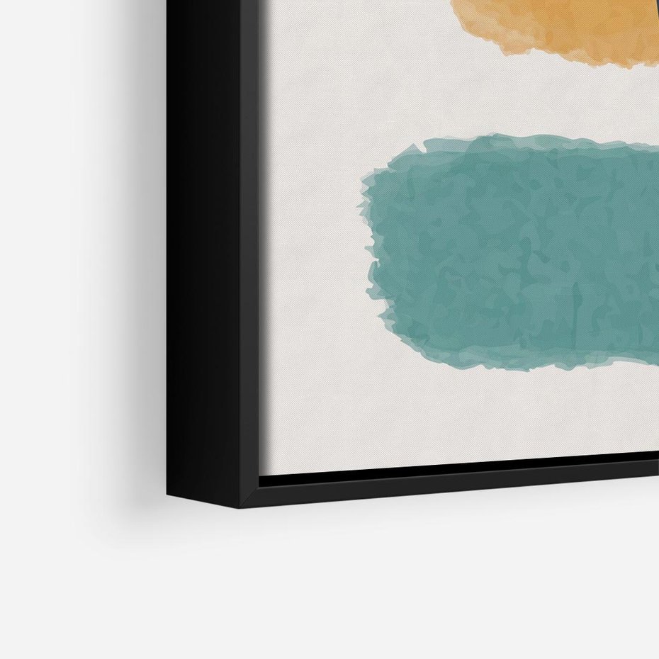 Obraz w ramie 50x50 - Wibracje Barw - abstrakcyjne akwarelowe plamy, nieregularne kreski - rama czarna
