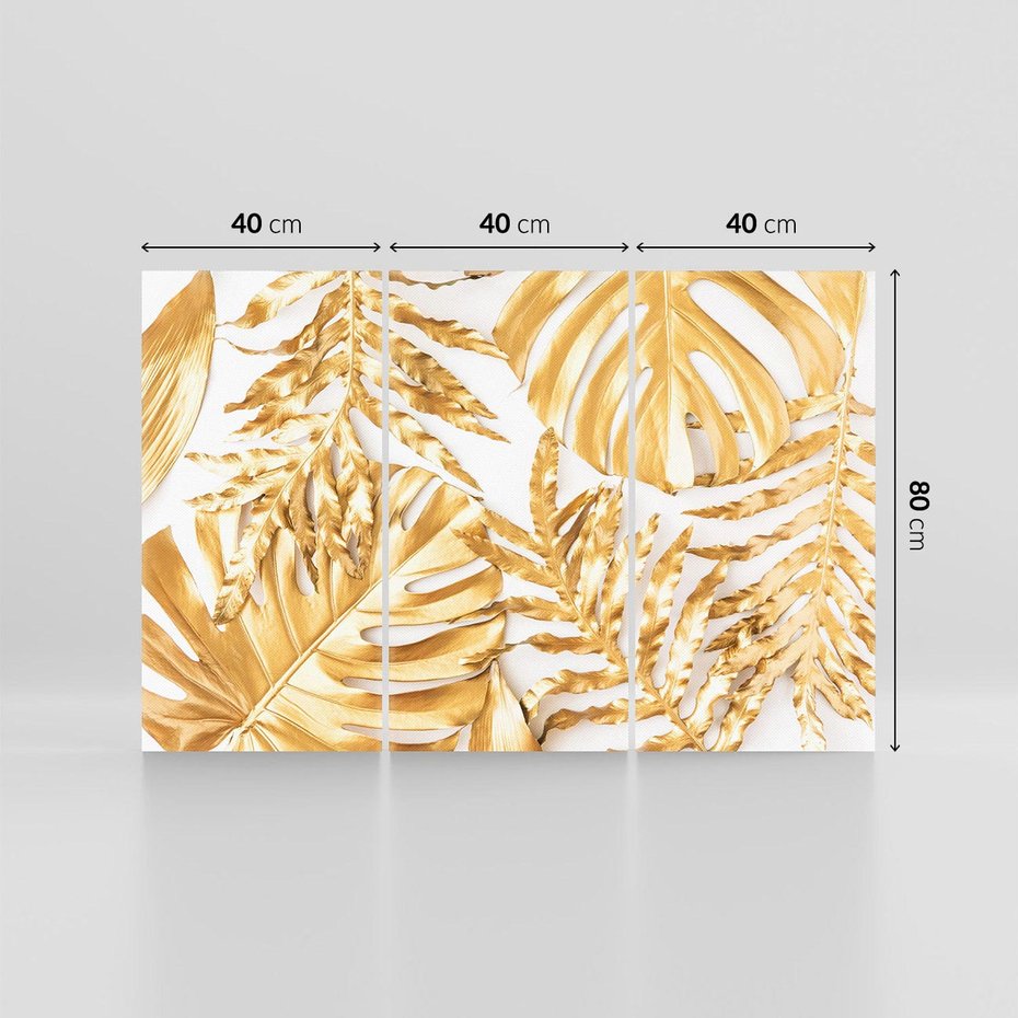 Obraz na płótnie 120x80 - Monstera Złote Liście - monstera, złote