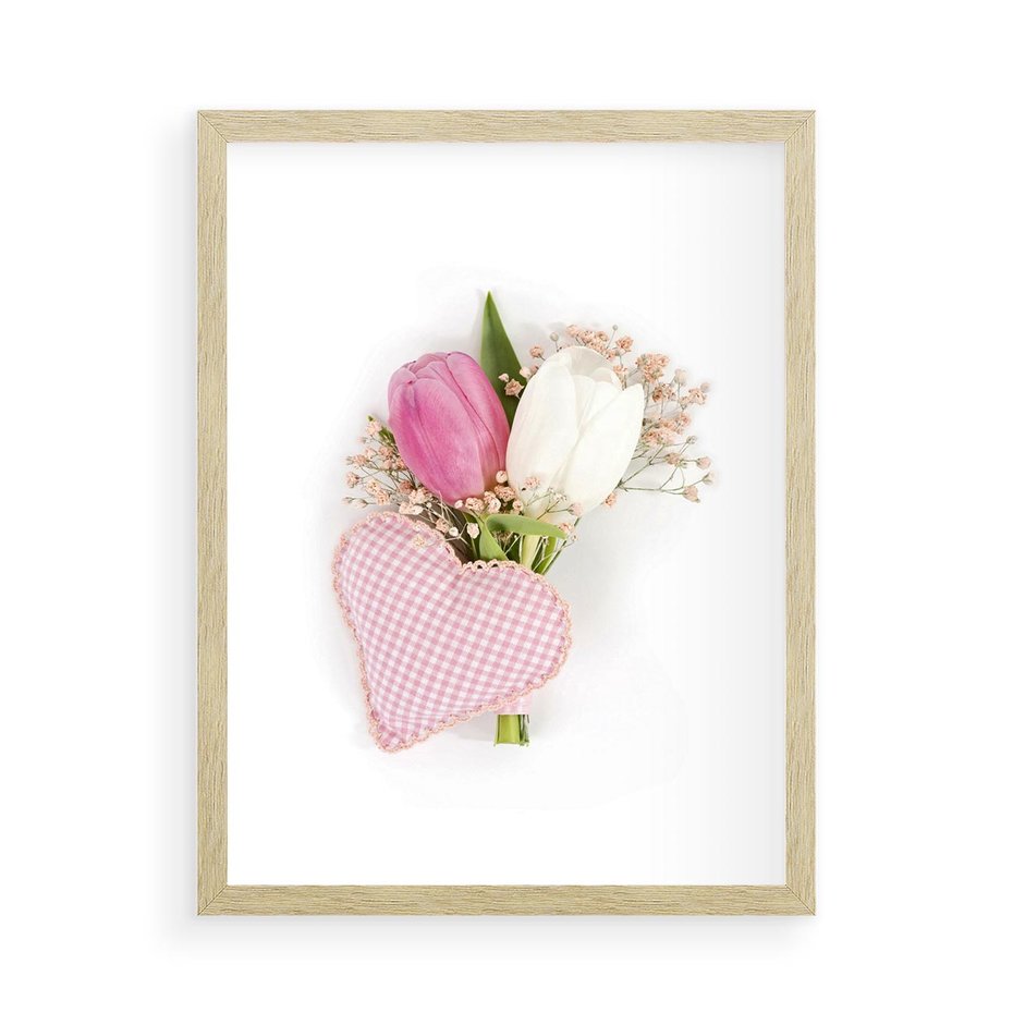 Plakat w ramie 50x70 - Kolorowa Harmonia - kwiaty, bukiet - rama drewno