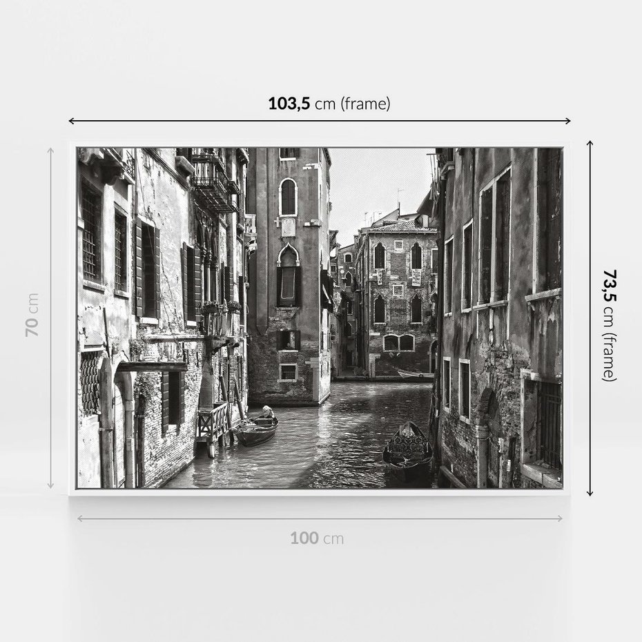 Obraz w ramie 100x70 - Zabłądzić w Wenecji - wenecja, kanały - rama biała
