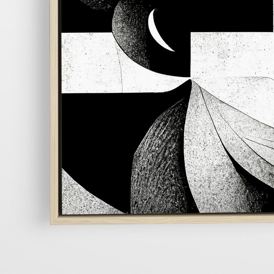 Obraz w ramie 80x80 - Harmonia świateł i cieni - abstrakcja czarno biała, geometria - rama drewno