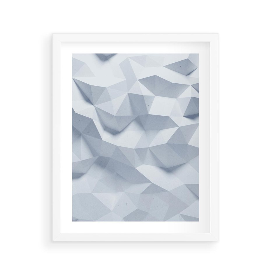 Plakat w ramie 40x50 - Trójwymiarowa geometria - geometria, 3d - rama biała