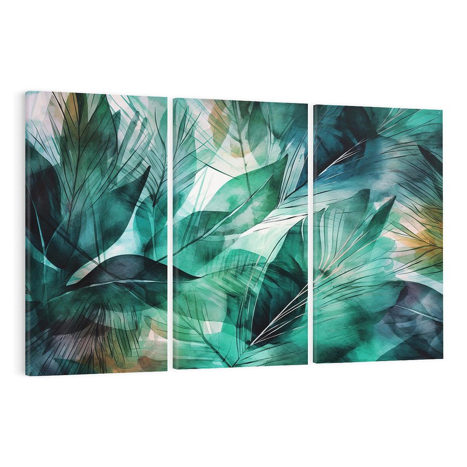 Obraz na płótnie 120x80 - Zieleń Tropików - tropikalne zielone liście palmy, monstera