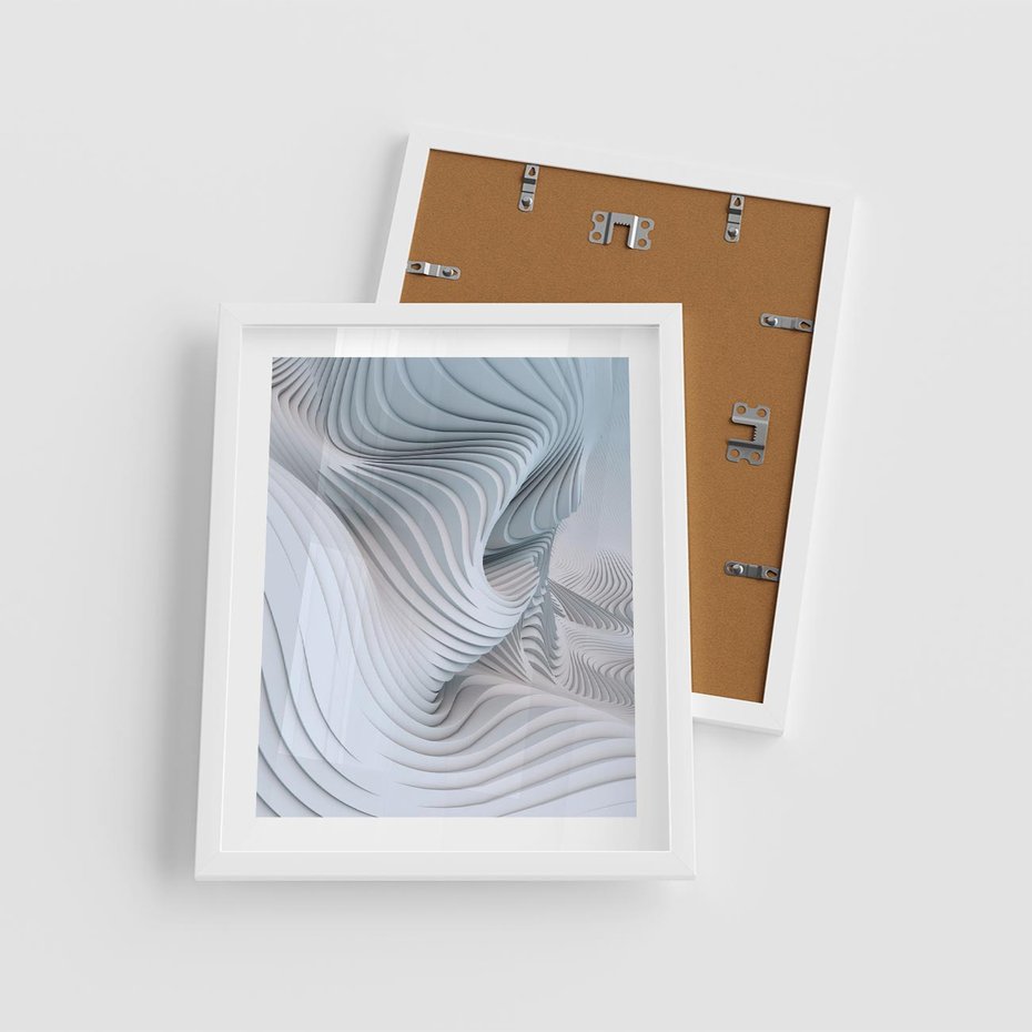 Plakat w ramie 40x50 - Abstrakcyjne Przestrzenie - geometria, 3D - rama biała