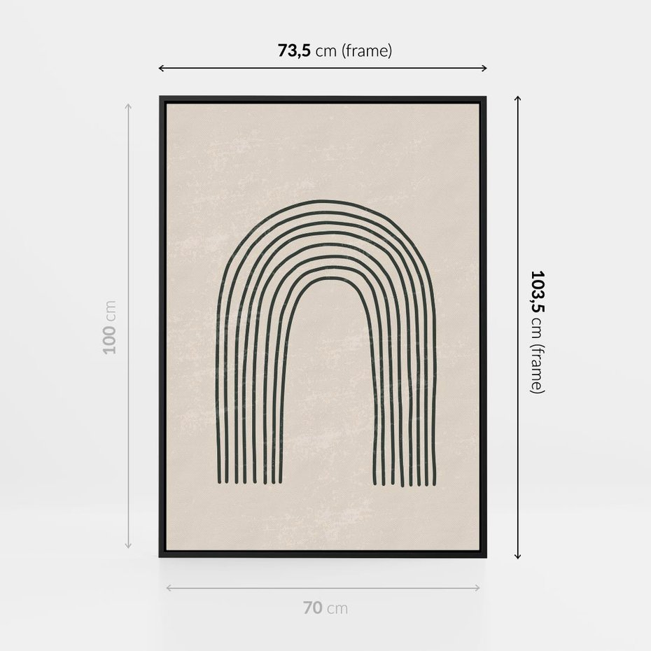 Obraz w ramie 70x100 - Intrygujące Zagięcia - boho plakat, czarna tęcza - rama czarna