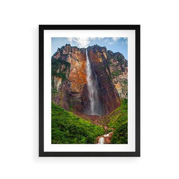 Plakat w ramie 40x50 - Górska siła wodospadów - wodospad, góra - rama czarna