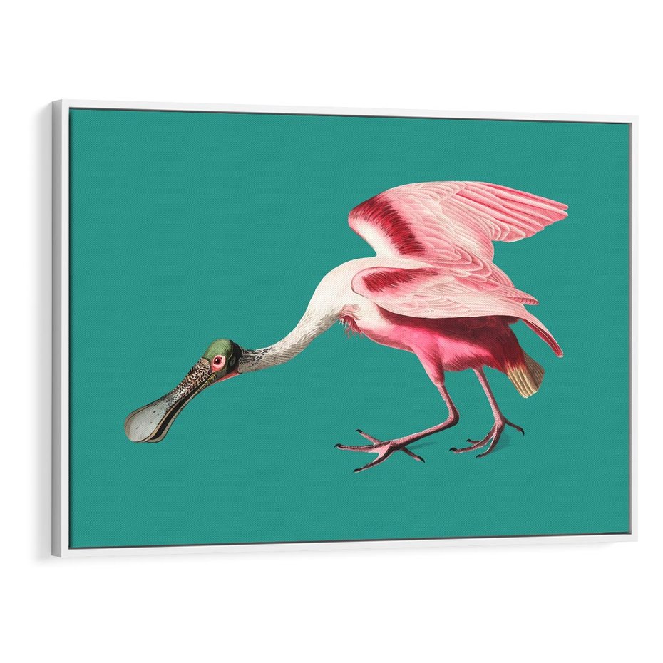 Obraz w ramie 120x80 - Różowy Ptak Wyobraźni - różowy ptak, wyobraźnia - rama biała