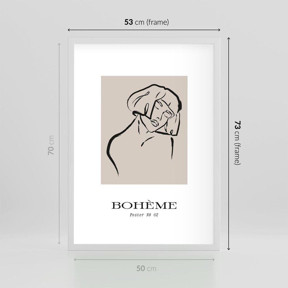 Plakat w ramie 50x70 - Echa Nieznanych Konturów - boho plakat, typografia - rama biała