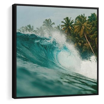 Obraz w ramie 50x50 - Rajskie Wybrzeże - fotografia, duża fala - rama czarna